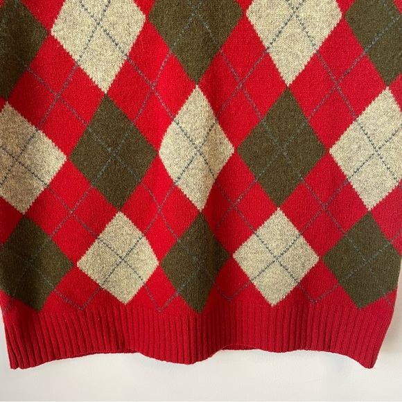 J. Crew Men’s Red/Gray Lambswool Argyle Sweater Vest Preppy Academia Size Large - Picture 4 of 16